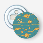 Gold Nautical Pattern Button Flesopener (Voorkant)