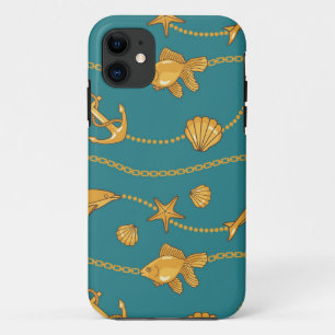 Gold Nautical Pattern iPhone 11 Hoesje