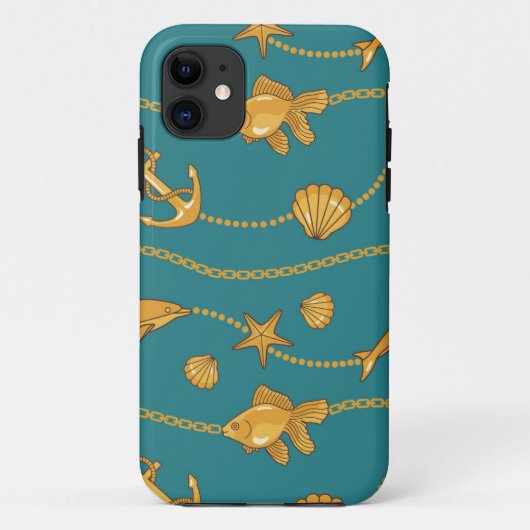 Gold Nautical Pattern Case-Mate iPhone Case (Achterkant)