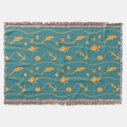 Gold Nautical Pattern Deken (Voorkant)