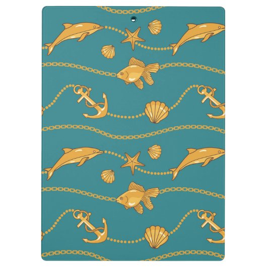 Gold Nautical Pattern Klembord (Achterkant)