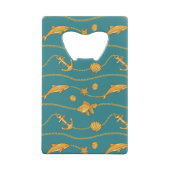 Gold Nautical Pattern Kredietkaart Flessenopener (Achterkant)
