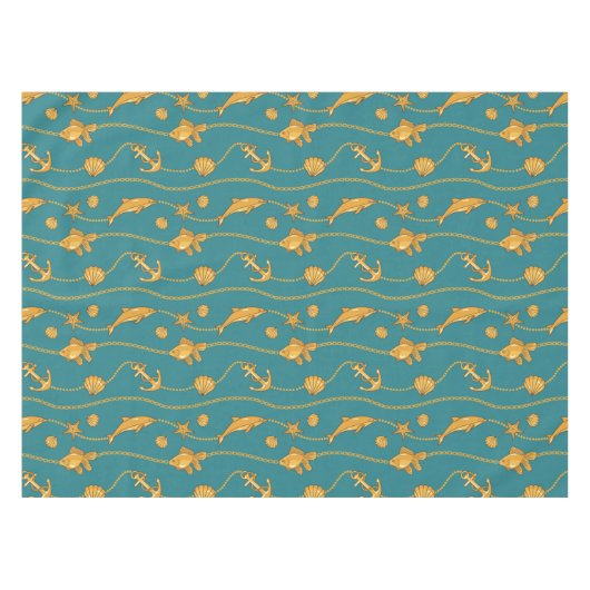 Gold Nautical Pattern Tafelkleed (Voorkant (Horizontaal))