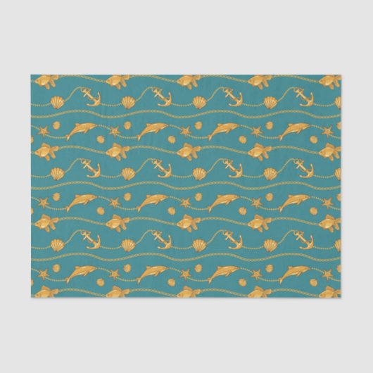 Gold Nautical Pattern Tissuepapier (Voorkant)