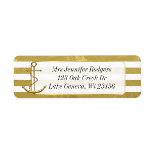 Gold Nautical Threaded Anchor Etiket