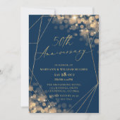 Gold & Navy 50e bruiloft Jubileum Kaart (Voorkant)
