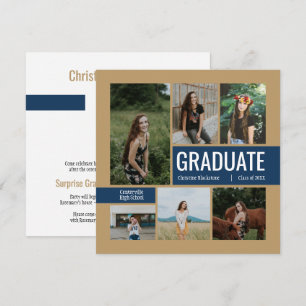Gold & Navy 6 - Invitation à la graduation photo