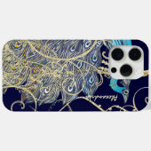 Gold Navy Black Peacock Swirl Case-Mate iPhone Case (Achterkant (horizontaal))