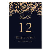  Gold Navy Bloemen Tafel Aantal Kaarten (Achterkant)