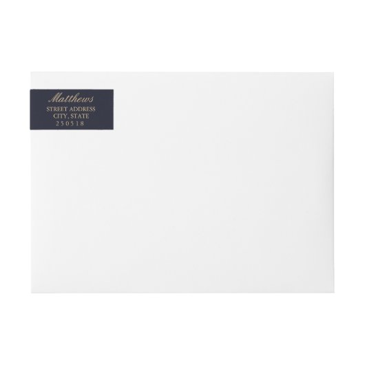 Gold Navy Bloemen Wrap Around Label (Voorkant)