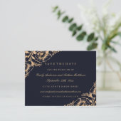 Gold Navy  Bloemenbruiloft Save The Date (Staand voorkant)