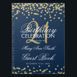 Gold Navy Blue 21e Anniversaire Livre d'hôtes Conf<br><div class="desc">Elégant 21e anniversaire de fête Gold Parties scintillant Confetti sur modèle bleu marine. Facile à utiliser et facile à personnaliser. Commandez aujourd'hui !</div>