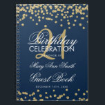 Gold Navy Blue 21e Anniversaire Livre d'hôtes Conf<br><div class="desc">Elégant 21e anniversaire de fête Gold Parties scintillant Confetti sur modèle bleu marine. Facile à utiliser et facile à personnaliser. Commandez aujourd'hui !</div>