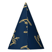 Gold Navy Blue "40" Birthday Party Glitter Feesthoedjes (Achterkant)