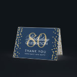 Gold Navy Blue 80th Birthday Merci Parties scintil<br><div class="desc">Elégant 80e anniversaire de la fête Gold Faux Parties scintillant Confetti modèle bleu marine. Facile à utiliser et facile à personnaliser. Commandez aujourd'hui !</div>