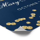 Gold Navy Blue 90th Birthday Glitter Confetti Poster (Hoek)