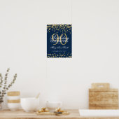 Gold Navy Blue 90th Birthday Glitter Confetti Poster (Keuken)