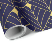 Gold Navy Blue Art Deco Diamond Pattern Cadeaupapier (Rol Hoek)