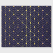 Gold Navy Blue Art Deco Diamond Pattern Cadeaupapier (Vlak)