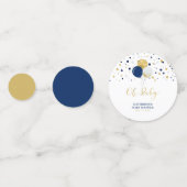 Gold & Navy Blue Balloons Boy Baby shower Confetti (Derrière)