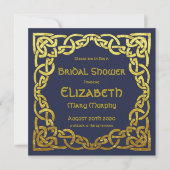 Gold & Navy Blue Celtic Knot Invitation (Devant)