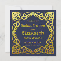 Gold & Navy Blue Celtic Knot Invitation
