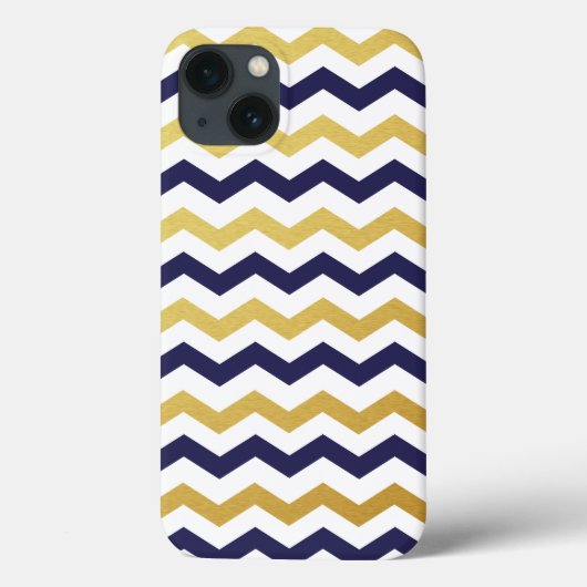 Gold & Navy Blue Chevron Pattern iPad Case (Achterkant)