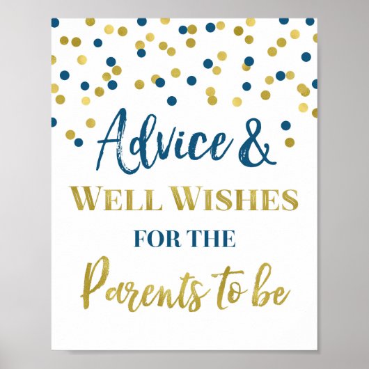 Gold Navy Blue Confetti Advice for Parents Poster (Voorkant)