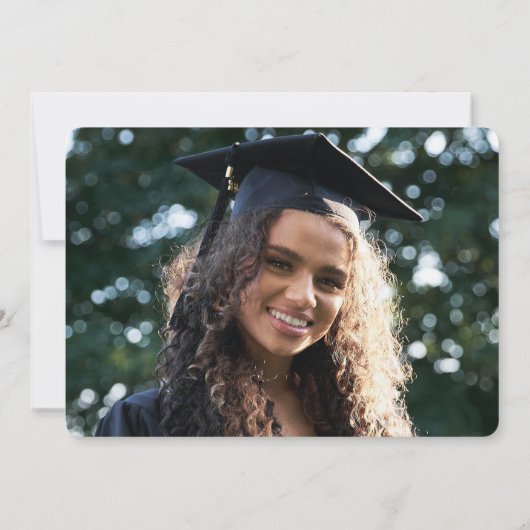 Gold Navy Blue Confetti Afstudeerder Pet Foto Afst Bedankkaart (Achterkant)