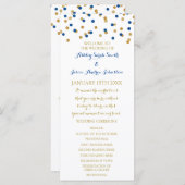 Gold Navy Blue Confetti Wedding Programma (Voorkant / Achterkant)