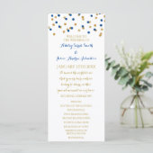 Gold Navy Blue Confetti Wedding Programma (Staand voorkant)