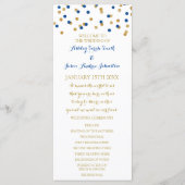 Gold Navy Blue Confetti Wedding Programma (Voorkant)