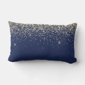 Gold Navy Blue Girly Glitter Sparkle Monogram Naam Kussen (Achterkant)