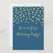 Gold Navy Blue Glitter Confetti Kerstfeest Kaart (Voorkant)