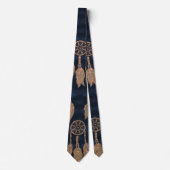 Gold Navy Blue Glitter Dream Catcher Pattern Stropdas (Voorkant)