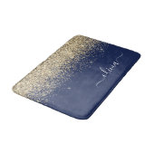 Gold Navy Blue Glitter Script Monogram Girly Name Badmat (Gekanteld)