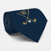 Gold Navy Blue Golf Monogram Initiaal Stropdas (Opgerold)