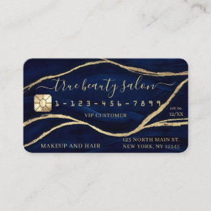 Gold Navy Blue Marble Signature Script Credit Kaar Visitekaartje