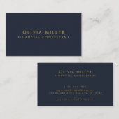 Gold Navy Blue | Minimale moderne beroepsbeoefenaa Visitekaartje (Voorkant / Achterkant)