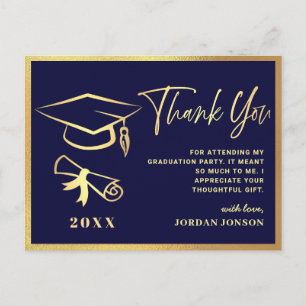 Gold Navy Blue Modern Gradun Party Briefkaart