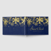 Gold + Navy Blue Snowflakes Noël Livre d'or (Complet)