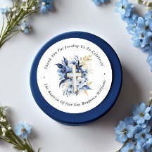 Gold & Navy Blue Waterverf Doop Dank u