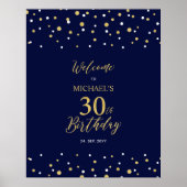 Gold & Navy Confetti 30th Birthday Party Welcome Poster (Voorkant)