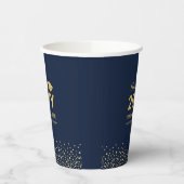 Gold & Navy Confetti Graduation Party Papieren Bekers (Links)