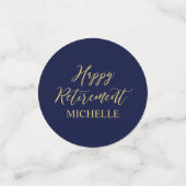 Gold & Navy Confetti Modern Retirement Party Decor (Kleine voorkant)