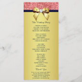 Gold Navy Coral Sequins Bow Wedding Programme Programma (Achterkant)