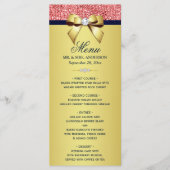 Gold Navy Coral Sequins Diamonds Bow Mariage Menu (Devant)