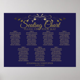 Gold & Navy Elegant 7 Tableau Mariage