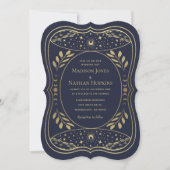 Gold Navy Elegant Tarot Card Faire-part de mariage (Devant)