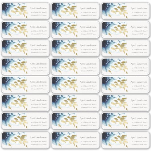 Gold Navy Fish Onderwater Zee Gastadres Sticker (Voorkant)